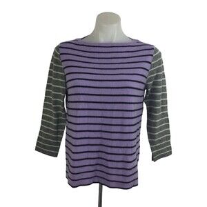 J. Crew womens Sweater Italian Cashmere Striped 3/4 Sleeve Pullover Knit Sz S